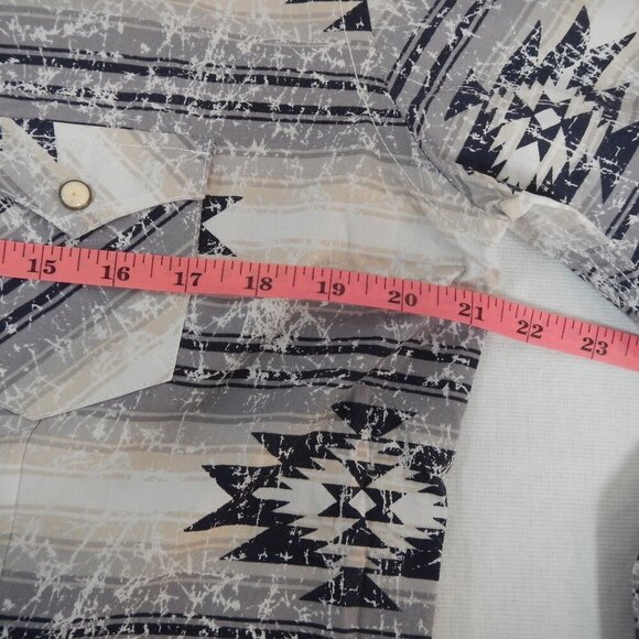 Panhandle Rough Stock Western Pearl Snap Southwestern Western Aztec Shirt Large - Picture 10 of 11